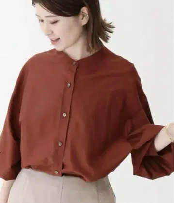 스픽 앤 스팬 코튼 실크 2way 셔츠 브라운 루즈핏 택 포함