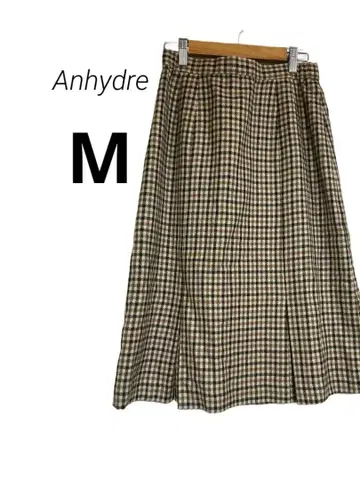 빈티지 아니도레 체크 무늬 플레어 스커트 무릎 기장 일본제