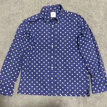 매킨토시 철학 물방울 패턴 도트 긴팔 셔츠 파랑 화이트