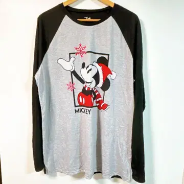 US 구제 의류 미국 디즈니 크루넥 긴팔 셔츠 미키마우스 크리스마스