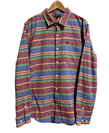 새상품급 USA 구제 의류 LRG 린넨 코튼 보더 긴팔 셔츠 L