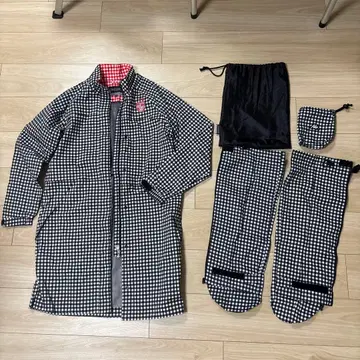 Kappa 여성용 우비 레인코트 M 사이즈 체크 무늬