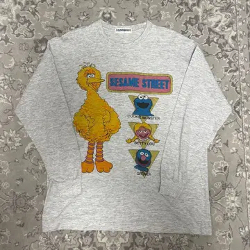 90s 세서미 스트릿 롱 T 그레이 VINTAGE 양면 프린트 엘모