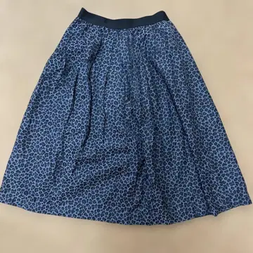 IKUKO 파란색 레오파드 무늬 플레어 스커트
