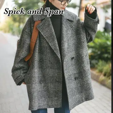 Spick and Span 스픽앤스팬 W 슬리버 체크 하프 코트