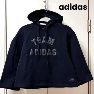 [ 미사용 ] 택 없음 TEAM ADIDAS 로고 크롭 후드티 L