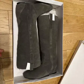 nouvelle vague relax 그레이 스웨이드 롱 부츠