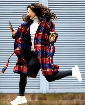 성숙/러블리 체크 무늬 롱 코트! 가을/겨울 루즈핏 오버 사이즈