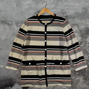구제 멀티 보더 가디건 상의 롱 남성용 여성용 가을 겨울