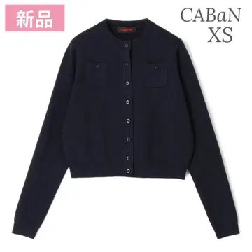 새상품 CABaN 코튼 캐시미어 크루넥 가디건 네이비 XS
