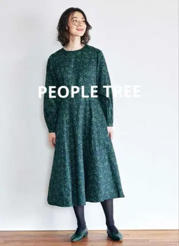 미사용 새상품 PEOPLE TREE V&A 오가닉 코튼 리프 무늬 원피스
