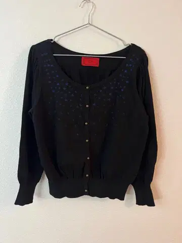 소말리 자수 블랙 긴팔 가디건