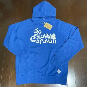 Go Slow Caravan 파랑 후드 부착 후드티 미사용 새상품