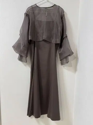 브라운 시스루 소매 드레스 택 제거 상품