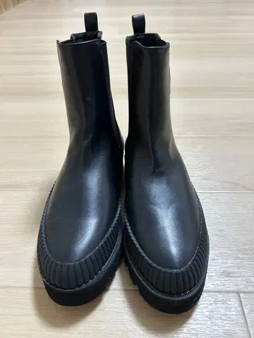 블랙 사이드 고어 부츠 통굽