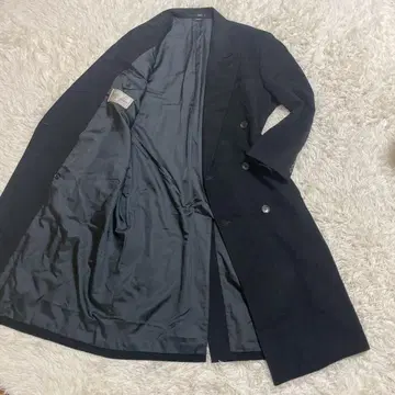 최고급 캐시미어 100% 맥시 길이 더블 체스터 코트 XL 블랙