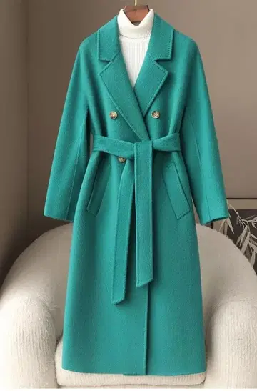 새상품 부드러운 분위기의 캐시미어 혼방 울 롱 코트 여성용 롱 코트