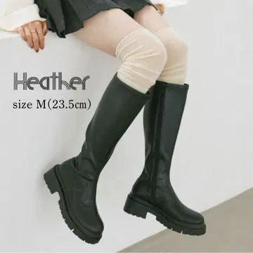 새상품 Heather 인힐 스트레치 롱 부츠 블랙 23.5