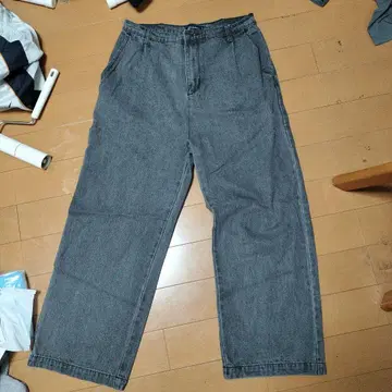 그레이 데님 와이드 팬츠