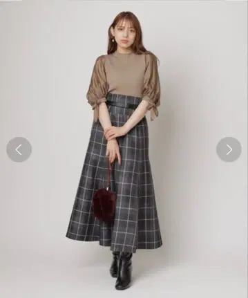 마이 스트라다 세미 플레어 스커트 벨트 포함