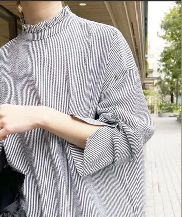 2024 스픽 앤 스팬 프릴 컬러 스트라이프 셔츠