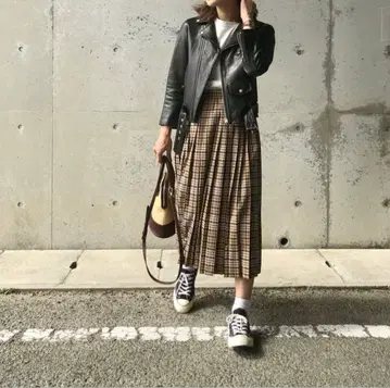 [ 새상품급 ] epa 체크 무늬 플리츠 스커트 S