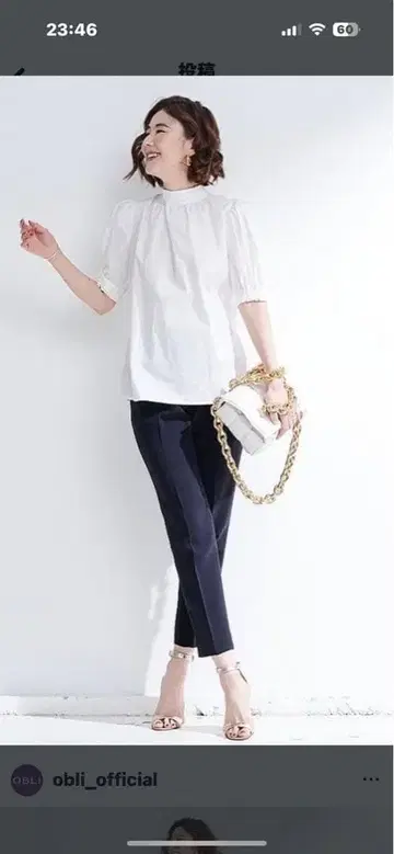 벌룬 슬리브 리본 블라우스 화이트