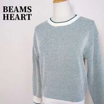 빔즈 크루넥 도트풍 라벤 편직 니트 풀오버 그린