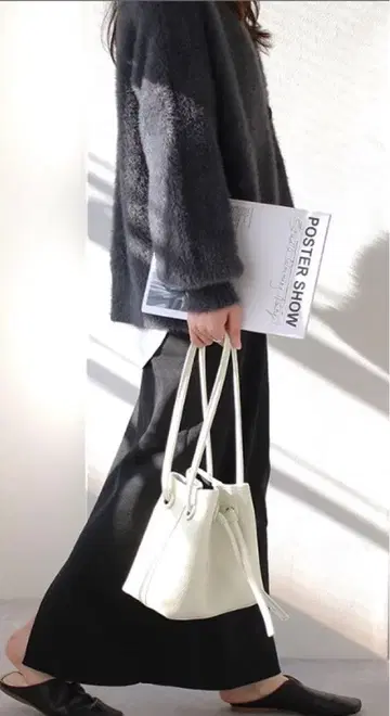 천연 가죽 토코 가죽 2way 핸드백 화이트