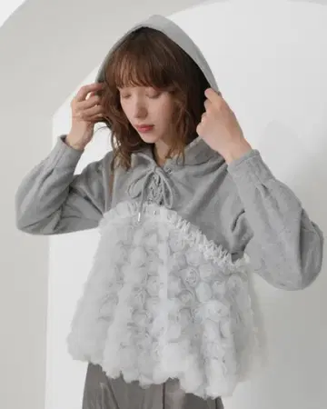 택 포함 TULLE DOCKING HOODIE (GRAY)