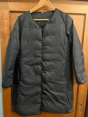 무인양품 노카라 다운 코트 네이비 L 사이즈