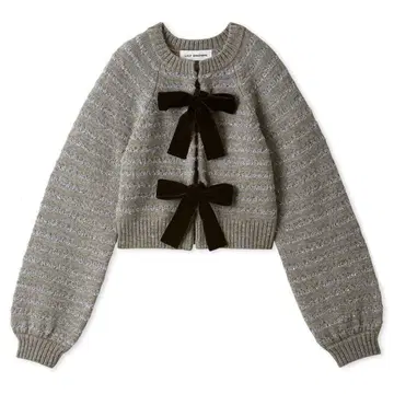 LILY BROWN 그레이 리본 벨로아 가디건