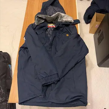 네이비 플리스 후드 아우터 방한 작업옷