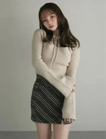 andmary Anita 리본 니트 탑 베이지 정품