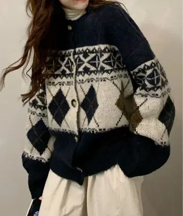 Vipoa 노르딕 크루넥 니트 가디건