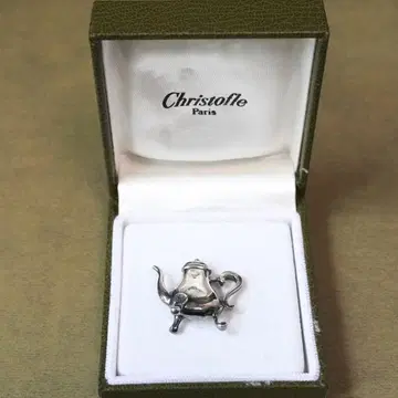 크리스토플 찻주전자 핑 브로치 은제