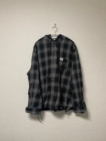 sedacle 체크 무늬 후드 부착 셔츠