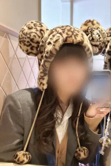 레오파드 귀 달린 팬 캡