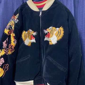 자수 스카잔 호랑이와 드래곤 디자인 리버서블