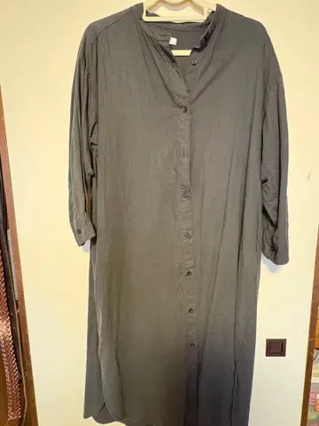 그레이 셔츠 원피스 7부 소매