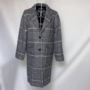 원웨이 체스터 코트 글렌체크 롱 기장 출퇴근용 깔끔한