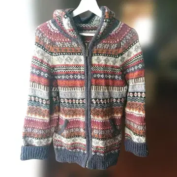 알파카 100% 울 볼리비아제 가디건 핸드메이드 M