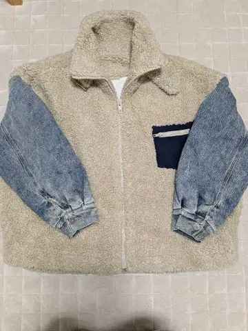 플리스 자켓 데님 슬리브