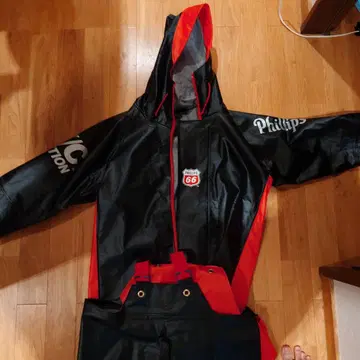 Phillips 66 우비 블랙/빨간색