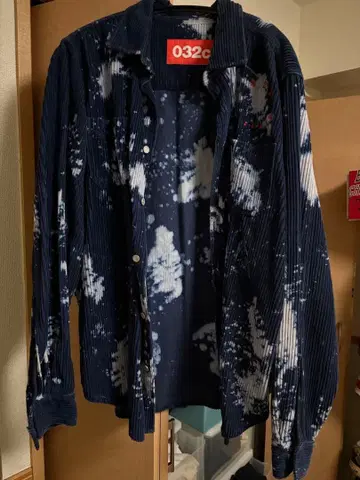 032c 오버 사이즈 블리치 코듀로이 롱 셔츠