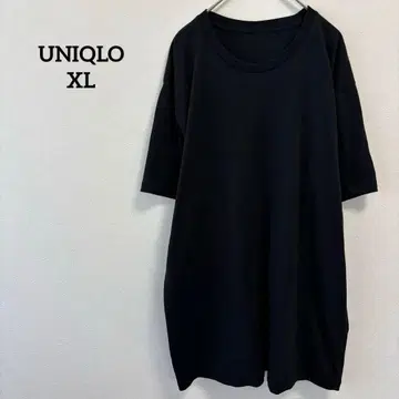 유니클로 T셔츠 반팔 심플 블랙 XL