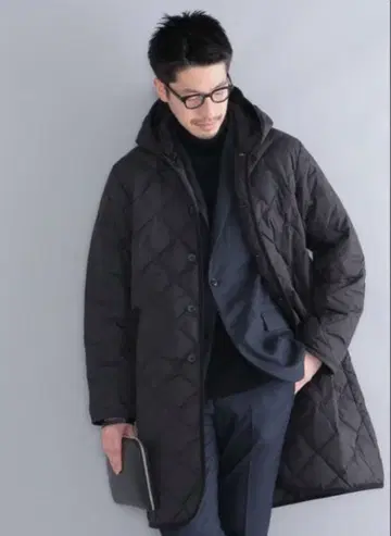 SHIPS 별주 TAION 다운 퀼팅 후드 코트 블랙