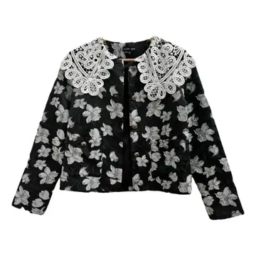 [Sister Jane] 꽃무늬 레이스 옷깃 노카라 자켓
