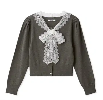 레이스 보타이 가디건 그레이