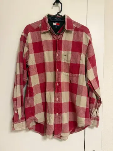 90s Tommy Hilfiger 코튼 체크 셔츠 자수 로고